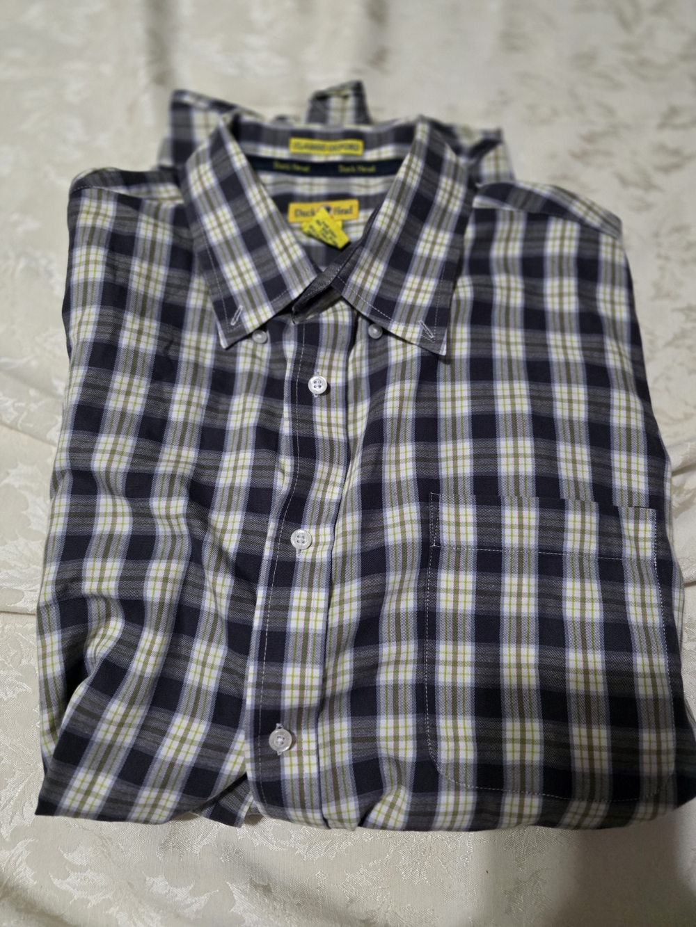 Duck Head Men's Black, White & Yellow Plaid Button-Down Shirt
